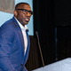 Shannon Sharpe delivers the keynote address at an event celebrating HBCUs in Atlanta on Monday.